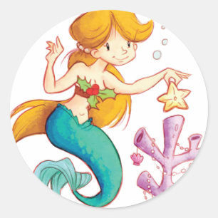 Adesivo Redondo Um Natal das sereias