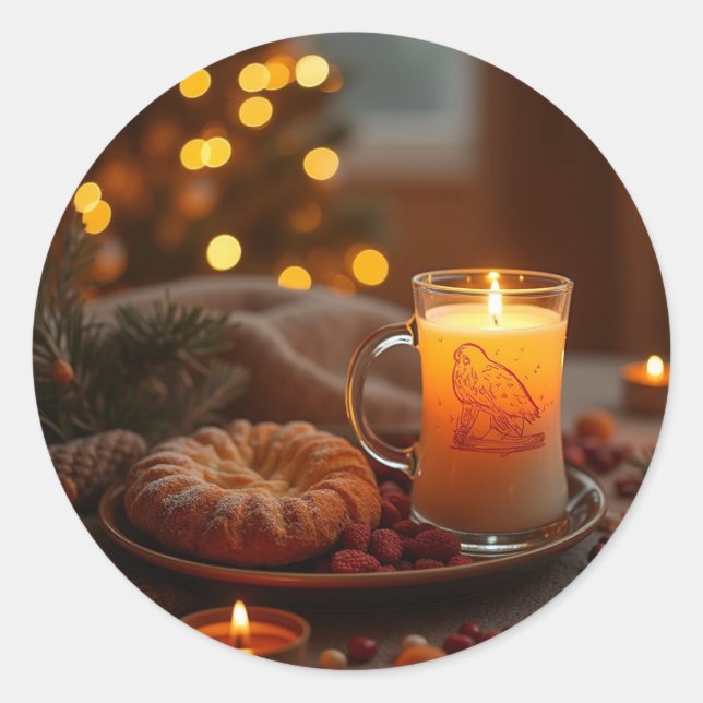 Adesivo Redondo um Natal quente (Frente)