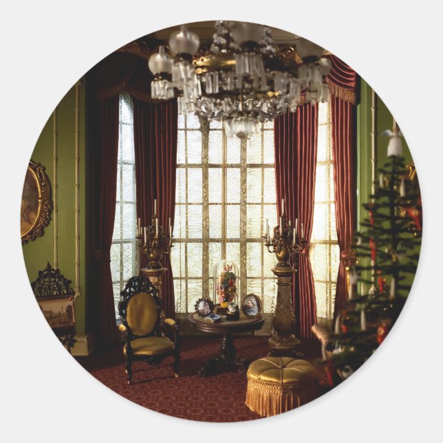 Adesivo Redondo Um Natal Vitoriano - Sticker (Frente)