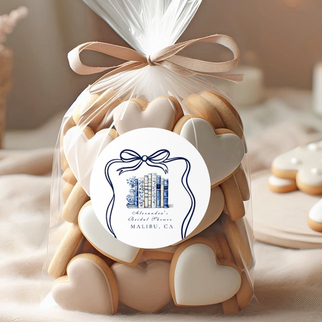 Adesivo Redondo Um novo capítulo Chá de panela Arco azul (Criador carregado)