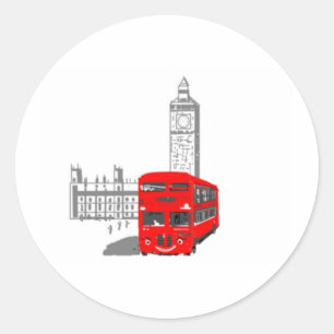 Adesivo Redondo Um ônibus de sorriso de Londres