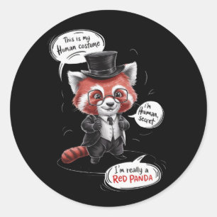 Adesivo Redondo Um panda vermelho giro