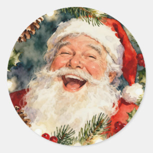Adesivo Redondo Um Papai Noel Antigo e Doce Natal Vintage