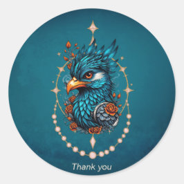 Adesivo Redondo Um pássaro azul majestoso.