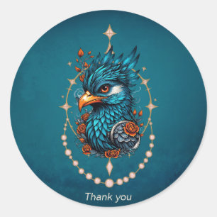 Adesivo Redondo Um pássaro azul majestoso.