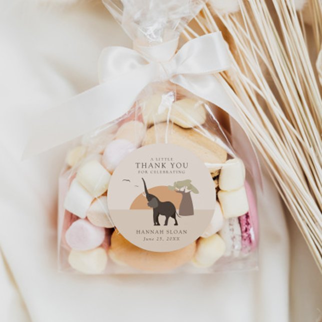 Adesivo Redondo Um Pequeno Amendoim | Safari Chá de fraldas do des (Criador carregado)