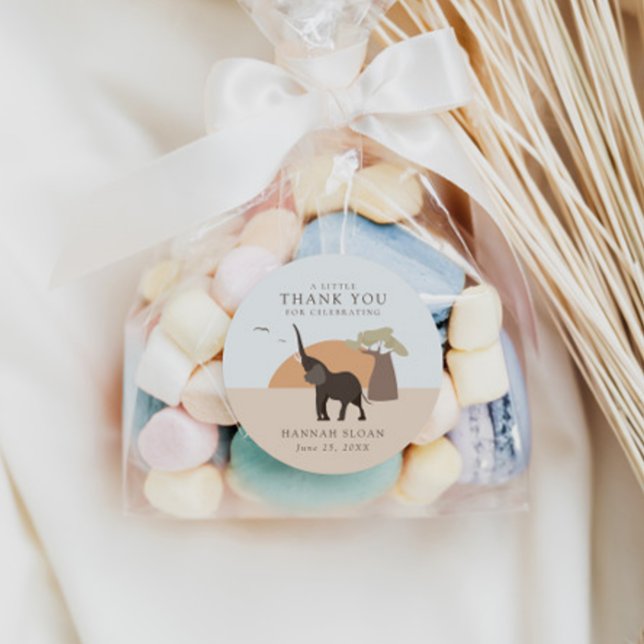 Adesivo Redondo Um Pequeno Amendoim | Safari Chá de fraldas do des (Criador carregado)