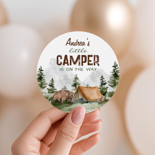 Adesivo Redondo Um pequeno Camper está no Way Baby Boy Chá