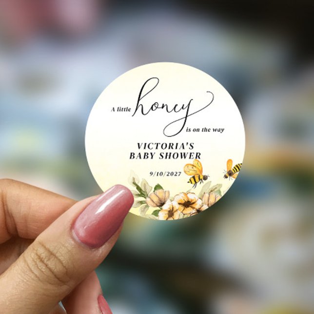 Adesivo Redondo Um pequeno Chá de fraldas de abelha (Criador carregado)