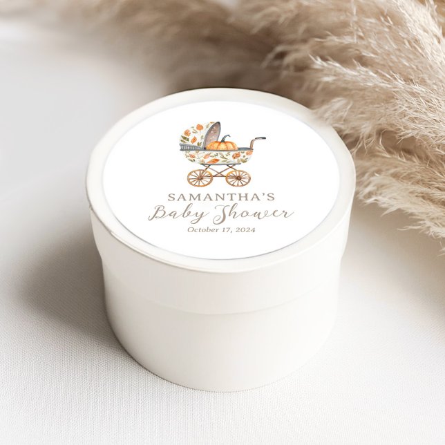 Adesivo Redondo Um Pequeno Chá de fraldas De Abóbora Favorecendo A (Criador carregado)