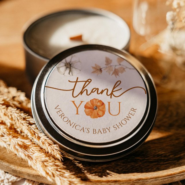 Adesivo Redondo Um Pequeno Chá de fraldas De Abóbora, Obrigado, Va (Criador carregado)