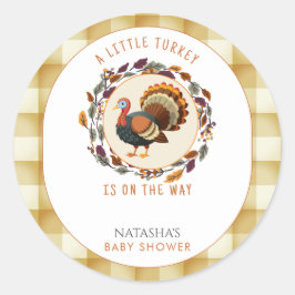 Adesivo Redondo Um Pequeno Chá de fraldas De Ação De Graças Da Tur