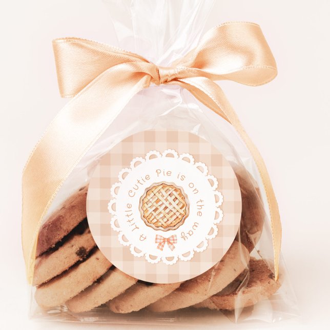 Adesivo Redondo Um pequeno chá de fraldas de Arco Pie Gingham (Criador carregado)