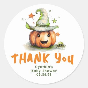 Adesivo Redondo Um Pequeno Chá de fraldas de Boo Pumpkin Cute Hall