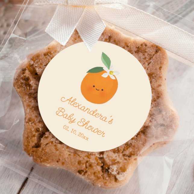 Adesivo Redondo Um Pequeno Chá de fraldas De Citros (Criador carregado)