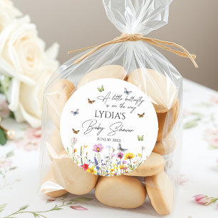 Adesivo Redondo Um pequeno Chá de fraldas de flores silvestres de 