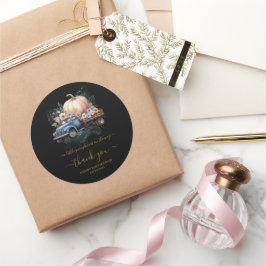 Adesivo Redondo Um Pequeno Chá de fraldas De Pumpkin Watercolor