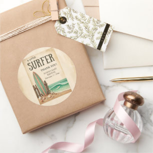 Adesivo Redondo Um pequeno Chá de fraldas de Surfer Vintage