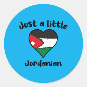Adesivo Redondo Um Pequeno Coração Jordaniano Fofo Bandeira da Jor