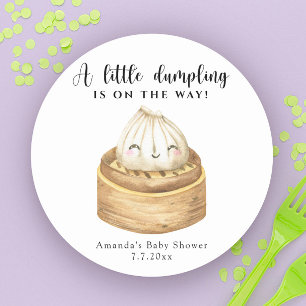 Adesivo Redondo Um pequeno dumpling a caminho baby shower