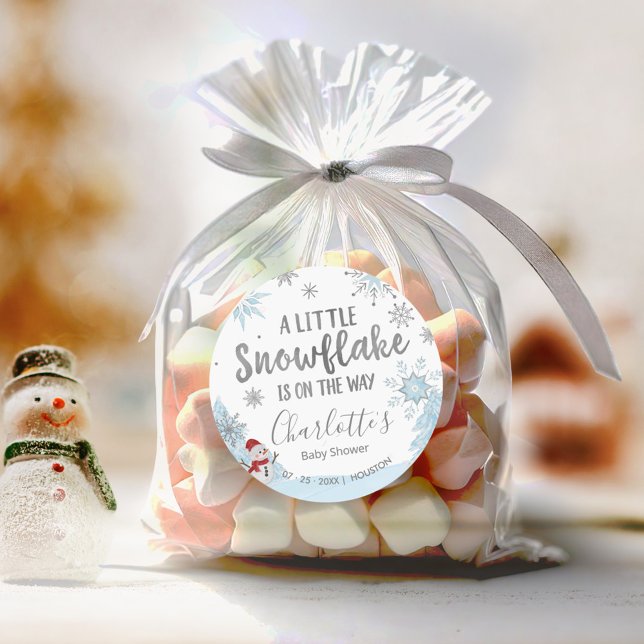 Adesivo Redondo Um pequeno floco de neve Chá de fraldas azul (Criador carregado)