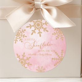 Adesivo Redondo Um pequeno floco de neve Chá de fraldas da Terra M