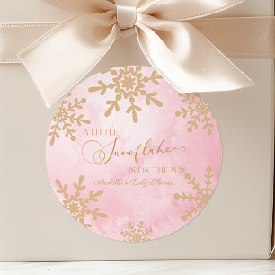 Adesivo Redondo Um pequeno floco de neve Chá de fraldas da Terra M