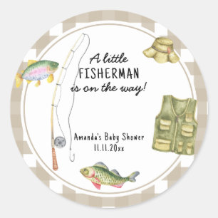Adesivo Redondo Um pequeno pescador está a caminho do Chá de frald