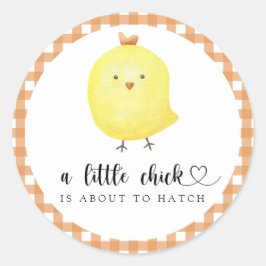 Adesivo Redondo Um pequeno Pintinho está prestes a nascer Chá de f