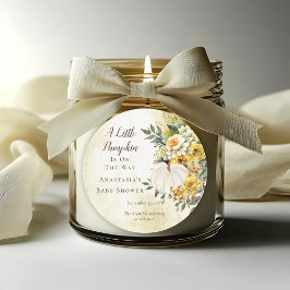 Adesivo Redondo Um Pequeno Pumpkin Colhe Um Dourado Chá de fraldas