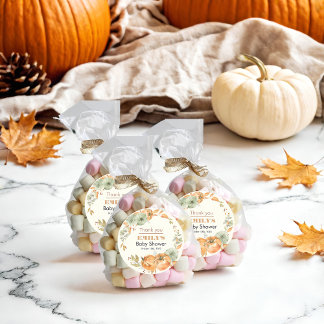 Adesivo Redondo Um Pequeno Pumpkin está a caminho - Chá de fraldas