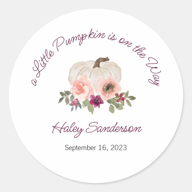 Adesivo Redondo Um Pequeno Pumpkin está no caminho Rótulos, Pinhei (Frente)