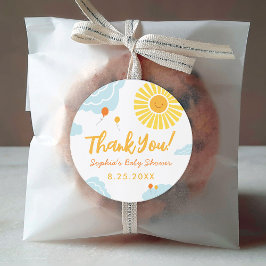 Adesivo Redondo Um pequeno raio de luz solar, Chá de fraldas redon