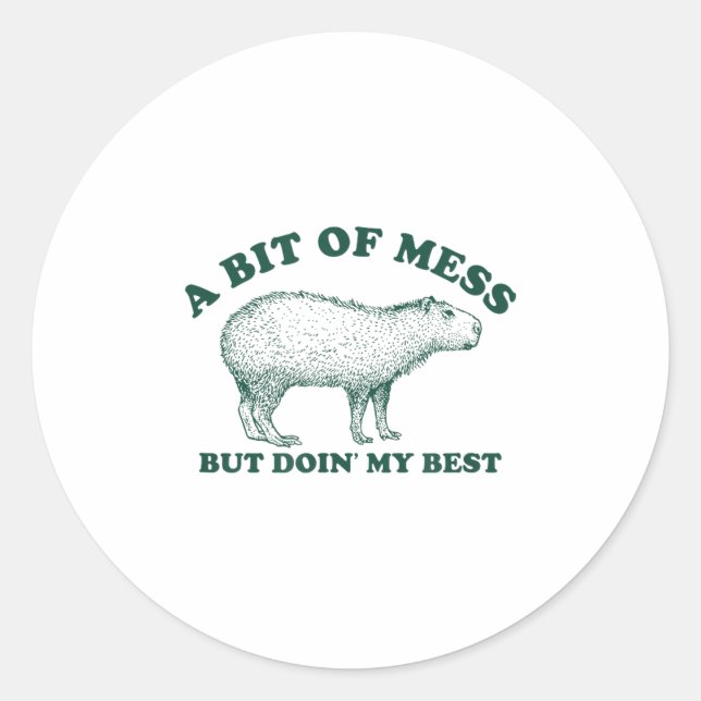 Adesivo Redondo Um Pouco Engraçado De Meme Mess Capybara Para As M (Frente)