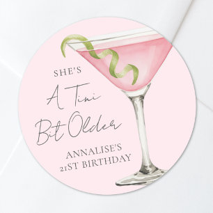 Adesivo Redondo Um Pouco Mais Velha Martini Aniversário