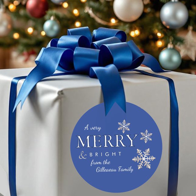 Adesivo Redondo Um presente de floco de neve de Natal muito Feliz  (Criador carregado)