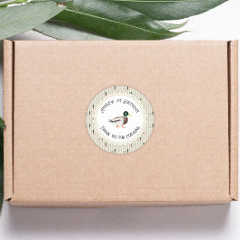 Adesivo Redondo Um primeiro aniversario De Pato Sortudo, Mallard, 