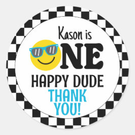 Adesivo Redondo Um primeiro aniversario Feliz de Aniversário