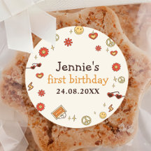 Um primeiro aniversario Retro Arco-Íris de Groovy