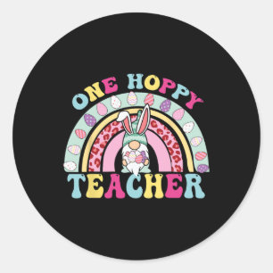 Adesivo Redondo Um professor esperto Gnome Rainbow Teacher Day