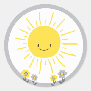 Adesivo Redondo Um Ray de Envelope Sunshine Selo Pequeno Sol