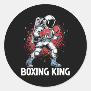 Adesivo Redondo Um Rei do Boxe Astronauta Boxeador Esportes Força 