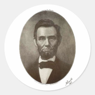 Adesivo Redondo um retrato 1864 oval da assinatura de lincoln SV