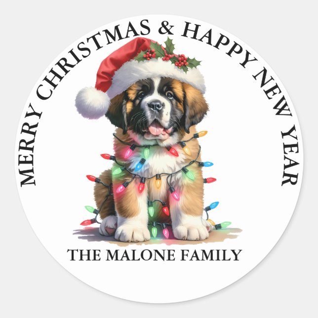 Adesivo Redondo Um Santo Bernard Howl-iday Surprise (Frente)