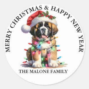 Adesivo Redondo Um Santo Bernard Howl-iday Surprise