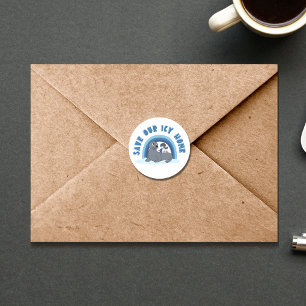 Adesivo Redondo Um selo e um pinguim "Save Our Icy World"