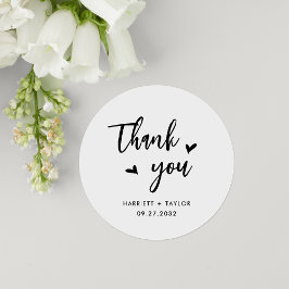 Adesivo Redondo Um Simples Casamento Cardíaco, Muito Obrigado