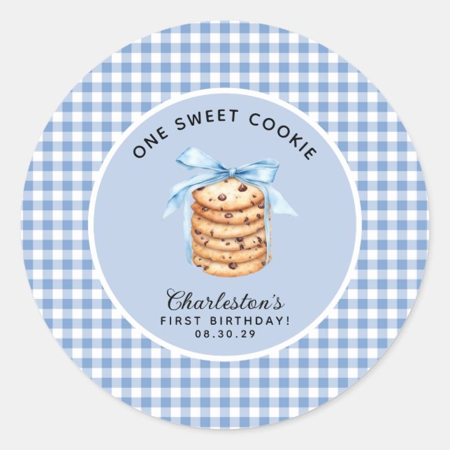 Adesivo Redondo Um Smart Cookie Boys Primeiro Aniversário (Frente)