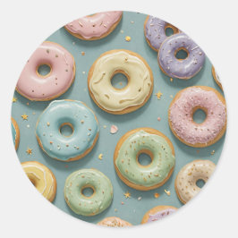 Adesivo Redondo Um Sonho Caprichoso de Donuts Pastel