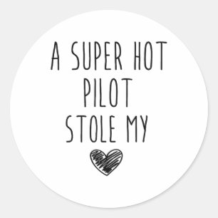 Adesivo Redondo Um Super Hot Pilot Roubou Meu Coração _1